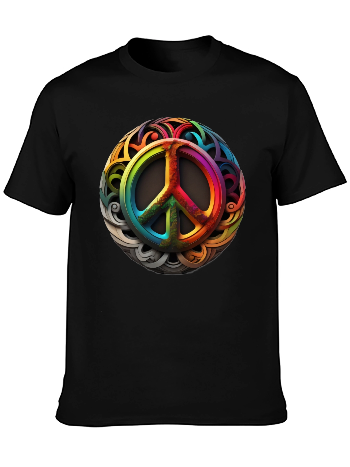 Rainbow Peace Sign Graphic T-Shirt