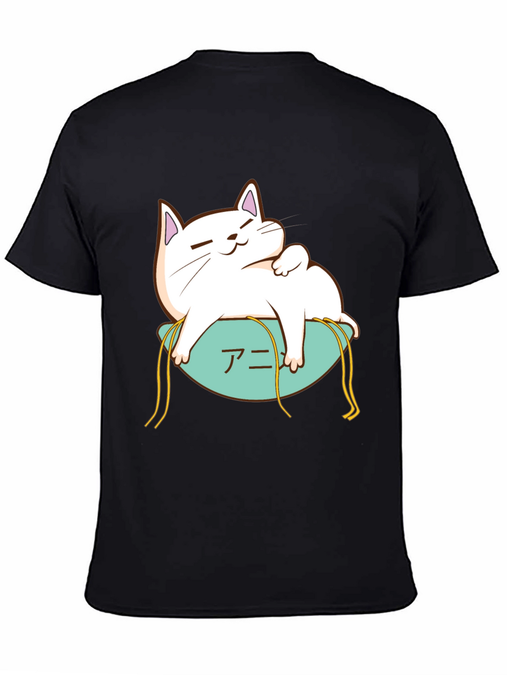 Cute Cat Anime T-Shirt - Black