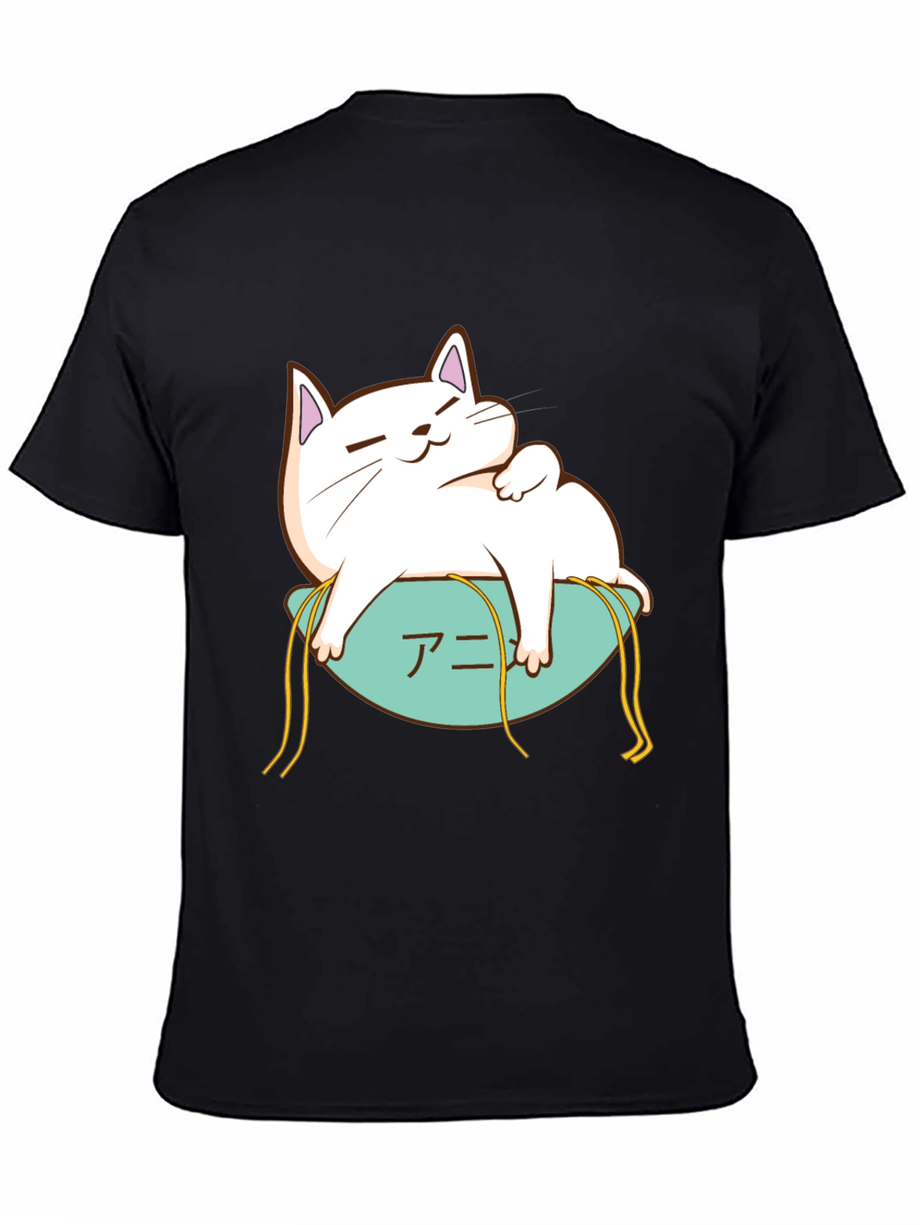 Cute Cat Anime T-Shirt - Black