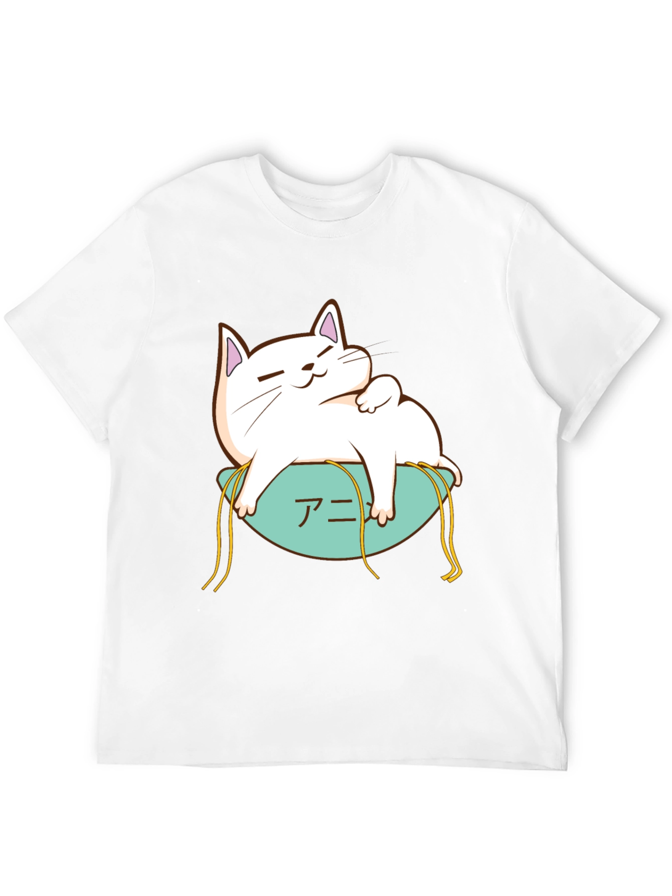 Cute Cat Anime T-Shirt - Black