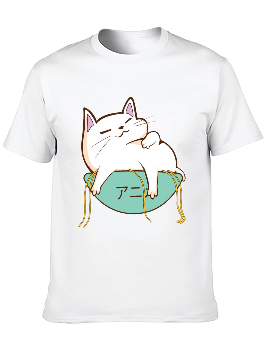 Cute Cat Anime T-Shirt - Black