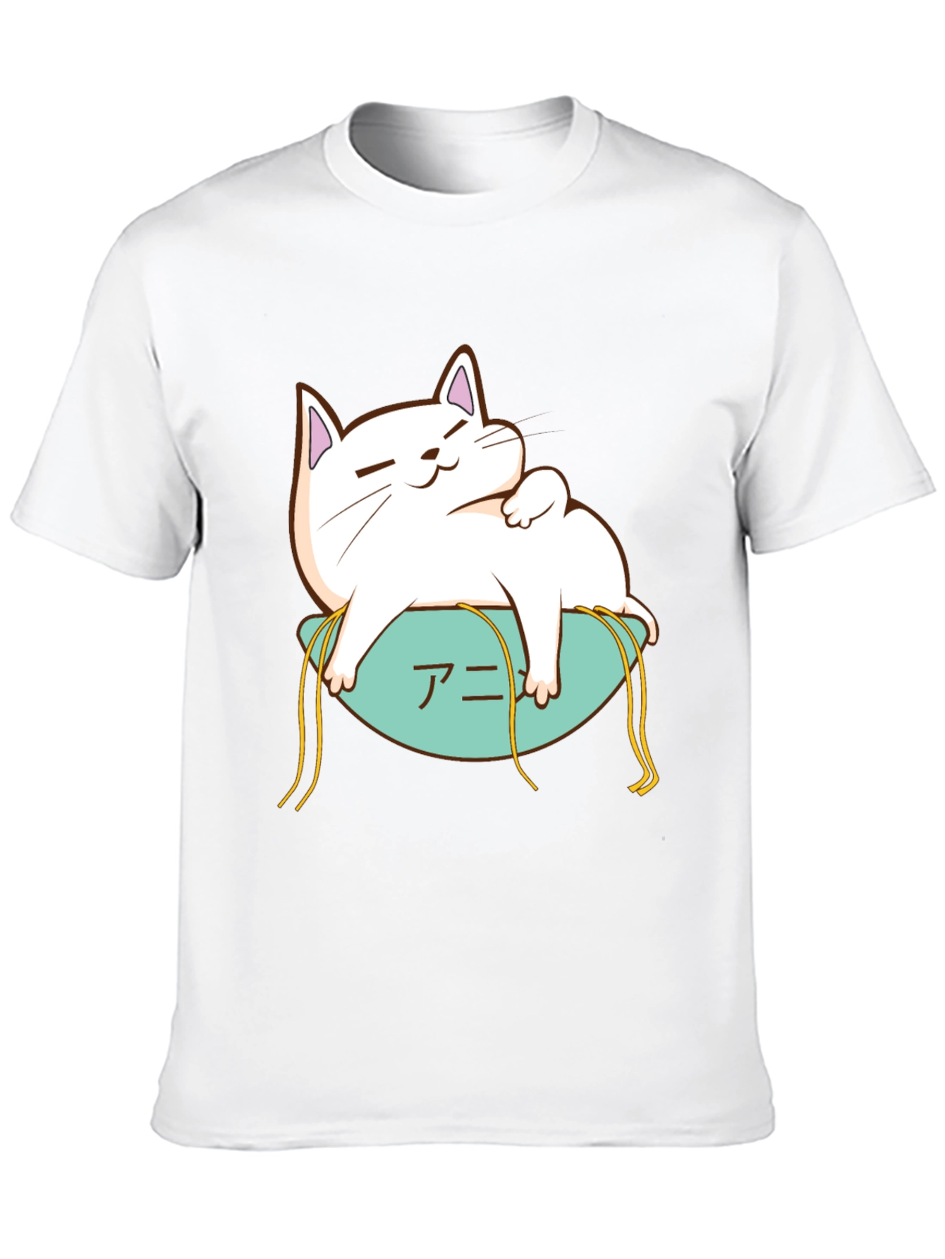 Cute Cat Anime T-Shirt - Black