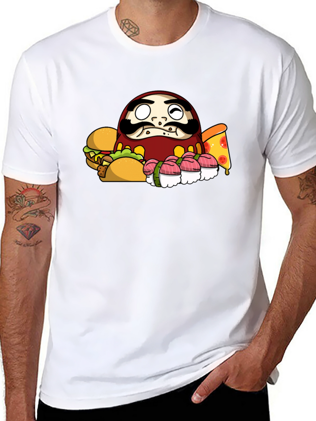 Daruma Doll Fast Food Black T-Shirt