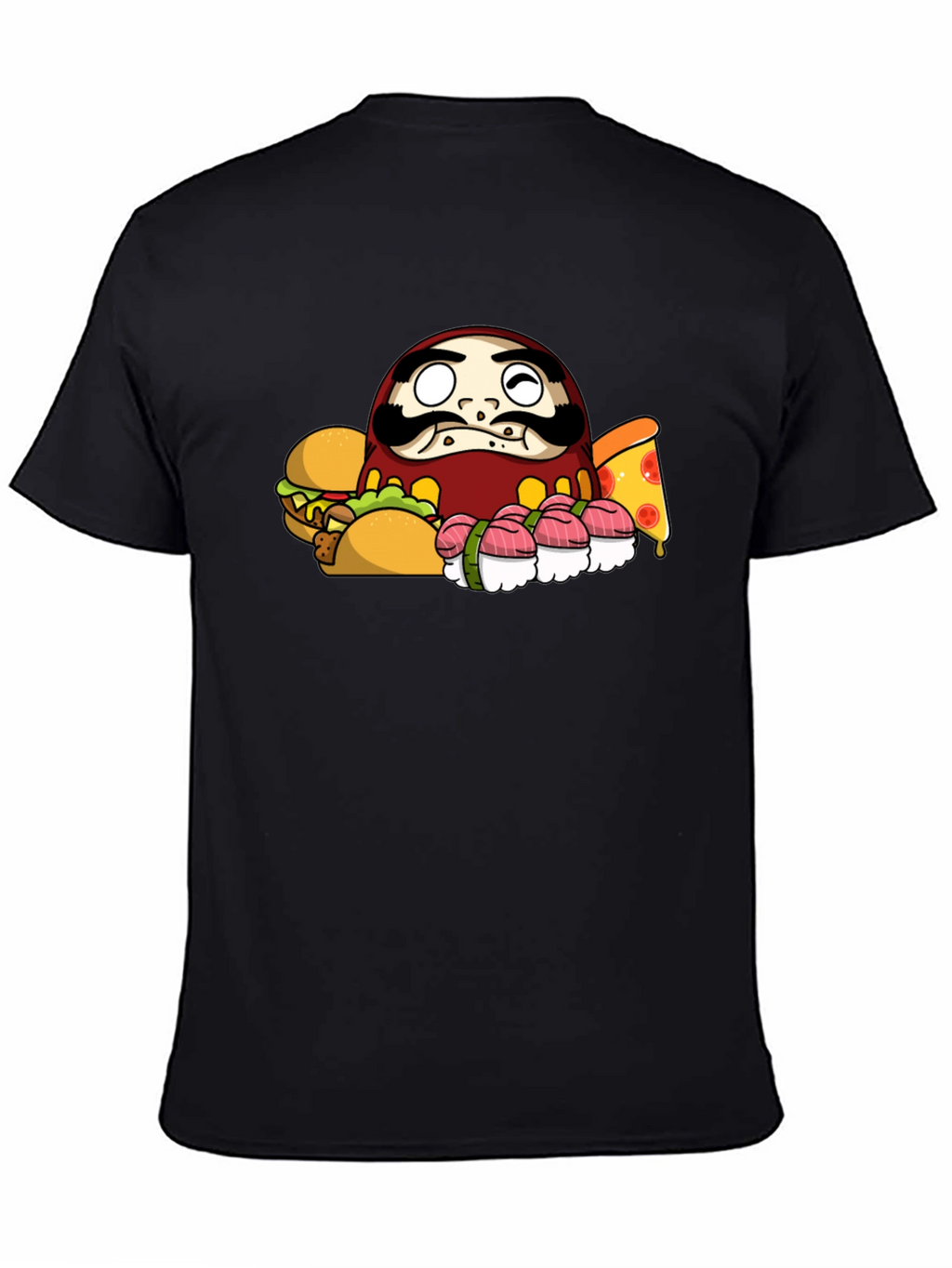 Daruma Doll Fast Food Black T-Shirt