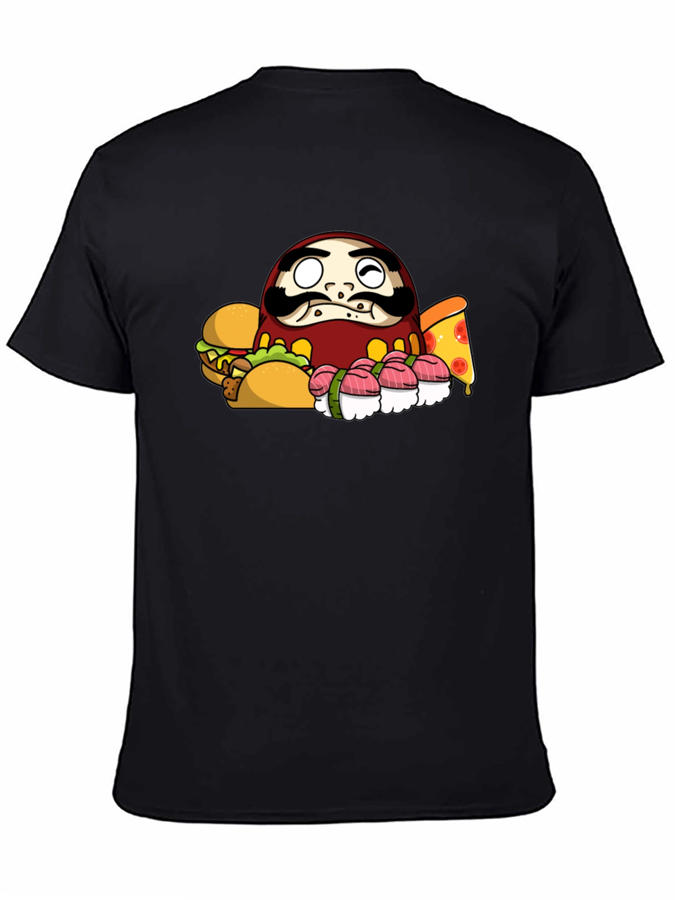 Daruma Doll Fast Food Black T-Shirt