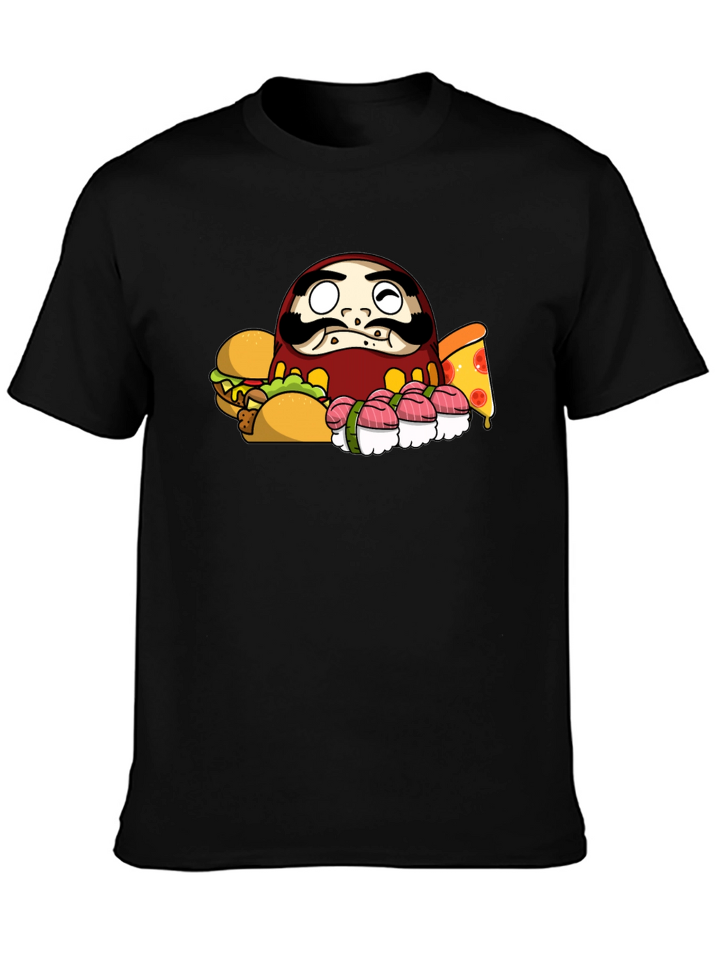 Daruma Doll Fast Food Black T-Shirt