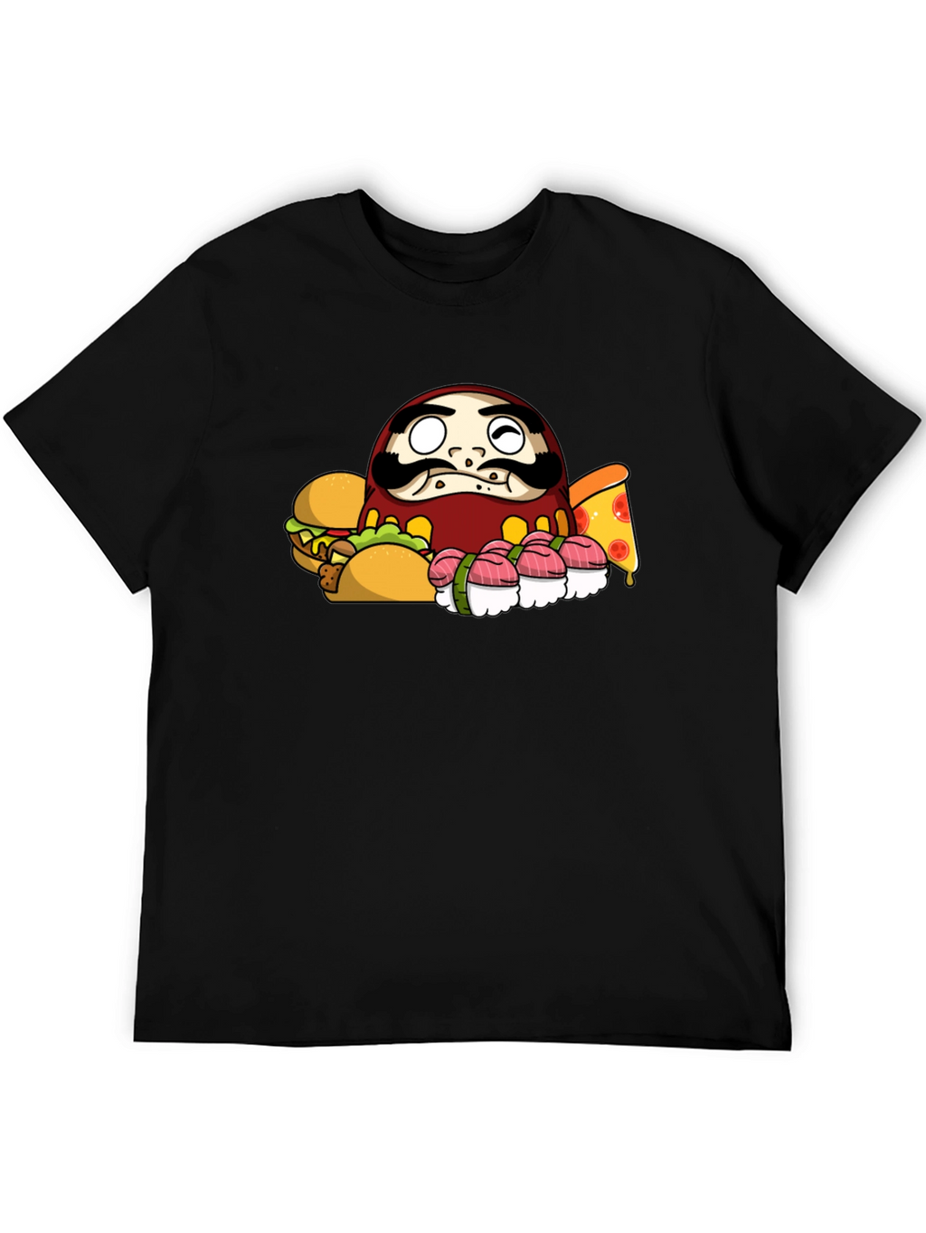 Daruma Doll Fast Food Black T-Shirt