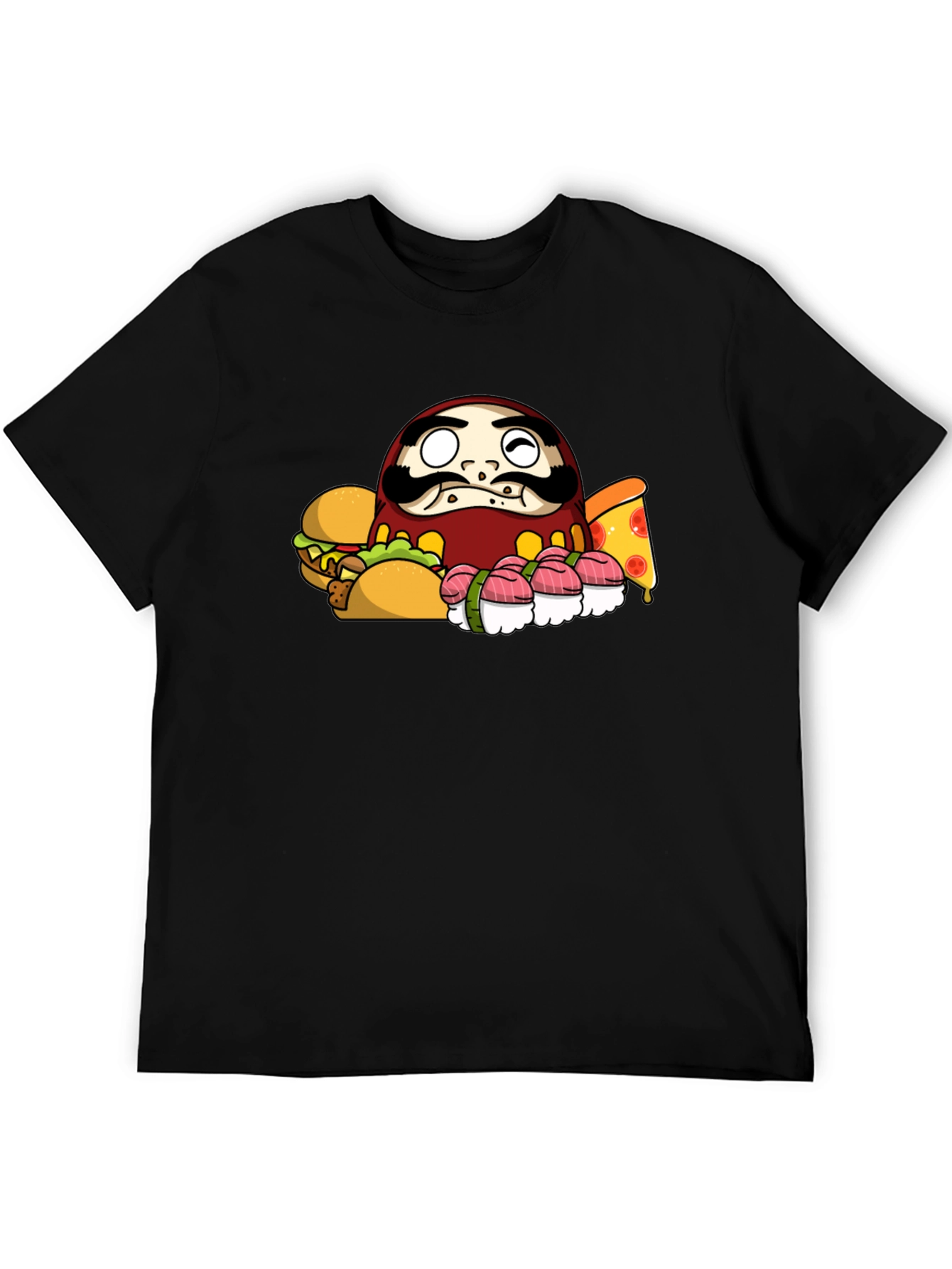 Daruma Doll Fast Food Black T-Shirt