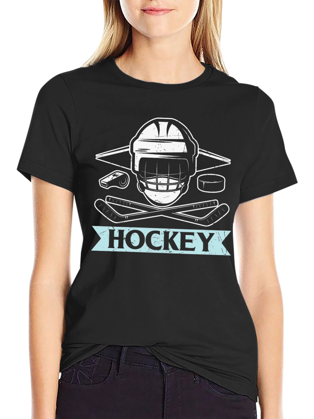 Hockey Graphic Tee - Black Cotton Shirt