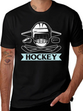 Hockey Graphic Tee - Black Cotton Shirt