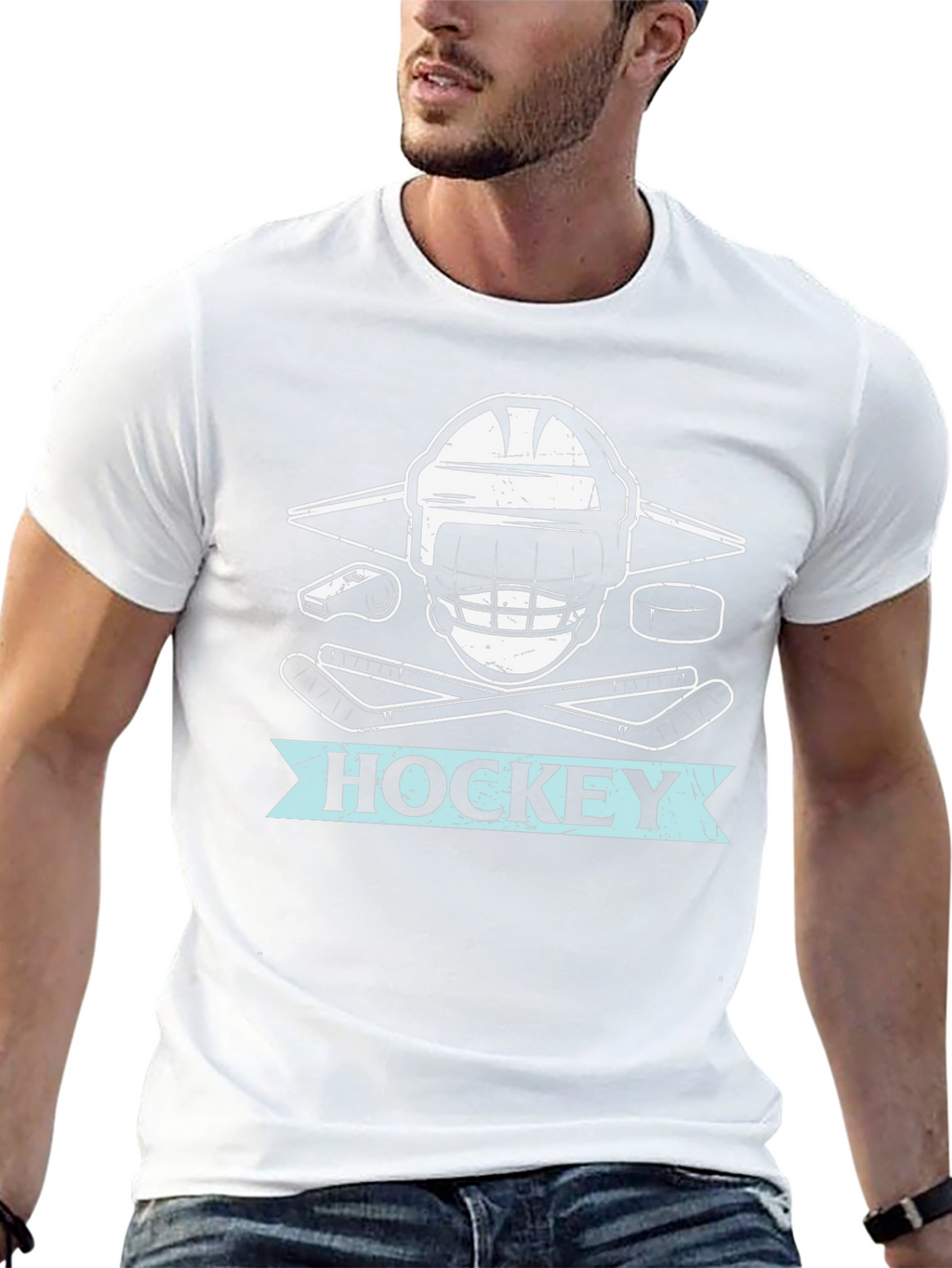 Hockey Graphic Tee - Black Cotton Shirt