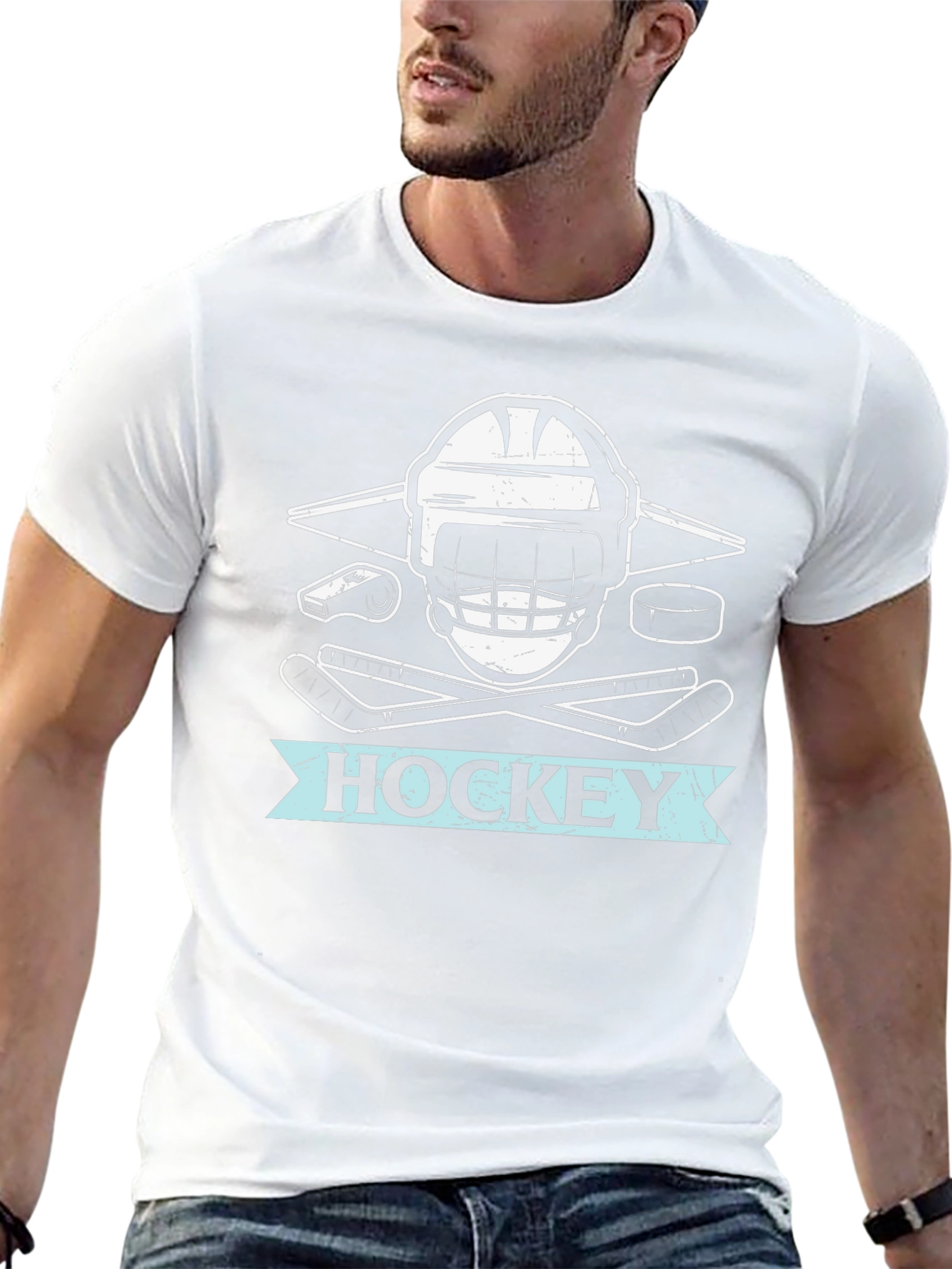 Hockey Graphic Tee - Black Cotton Shirt
