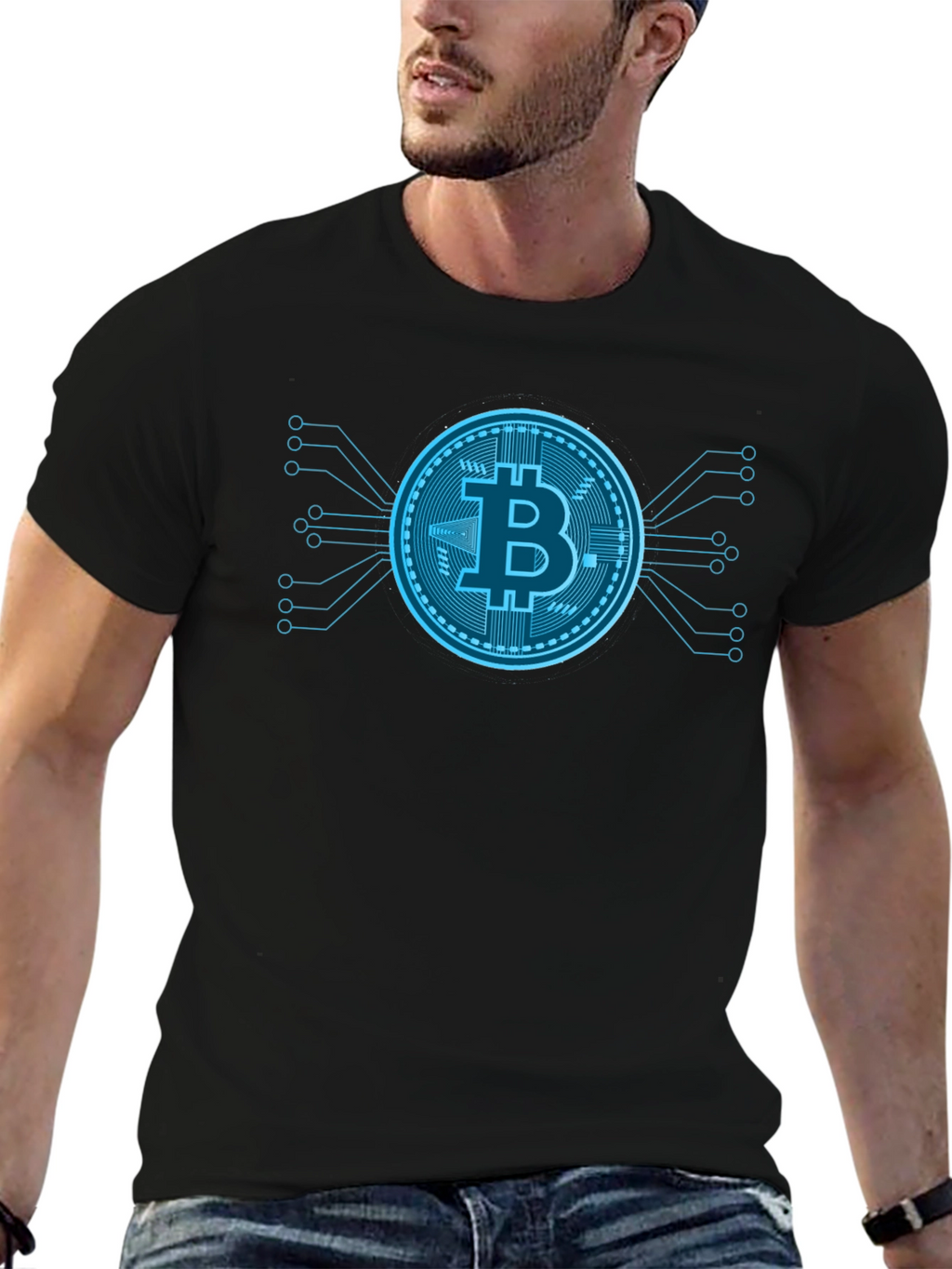 Bitcoin Tech Black T-Shirt Crypto Currency Graphic Tee