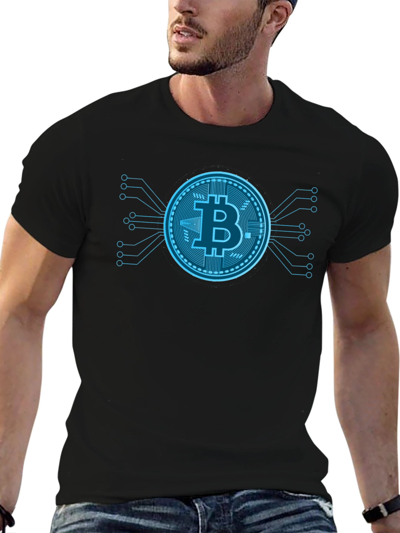 Bitcoin Tech Black T-Shirt Crypto Currency Graphic Tee