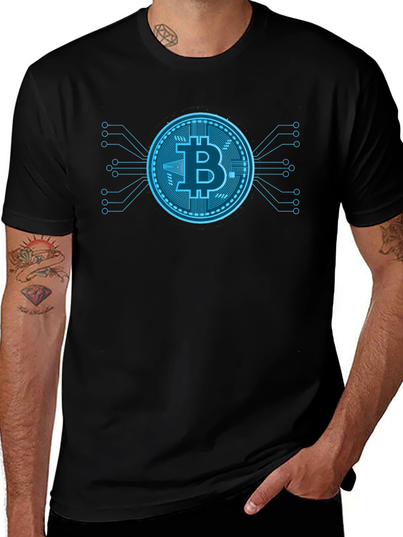 Bitcoin Tech Black T-Shirt Crypto Currency Graphic Tee