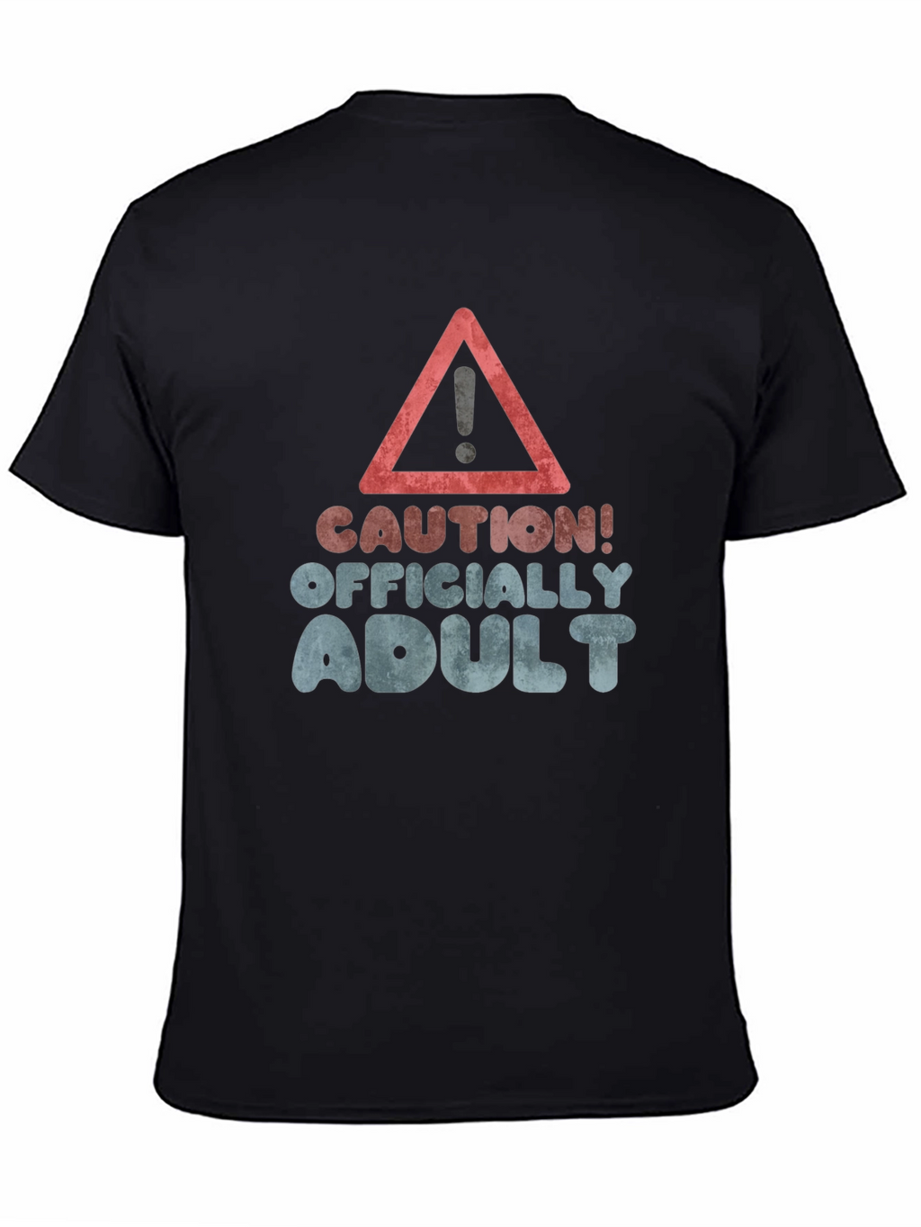 Caution! Officially Adult Black Graphic T-Shirt