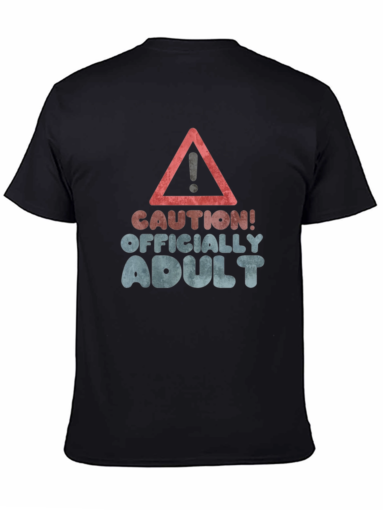 Caution! Officially Adult Black Graphic T-Shirt