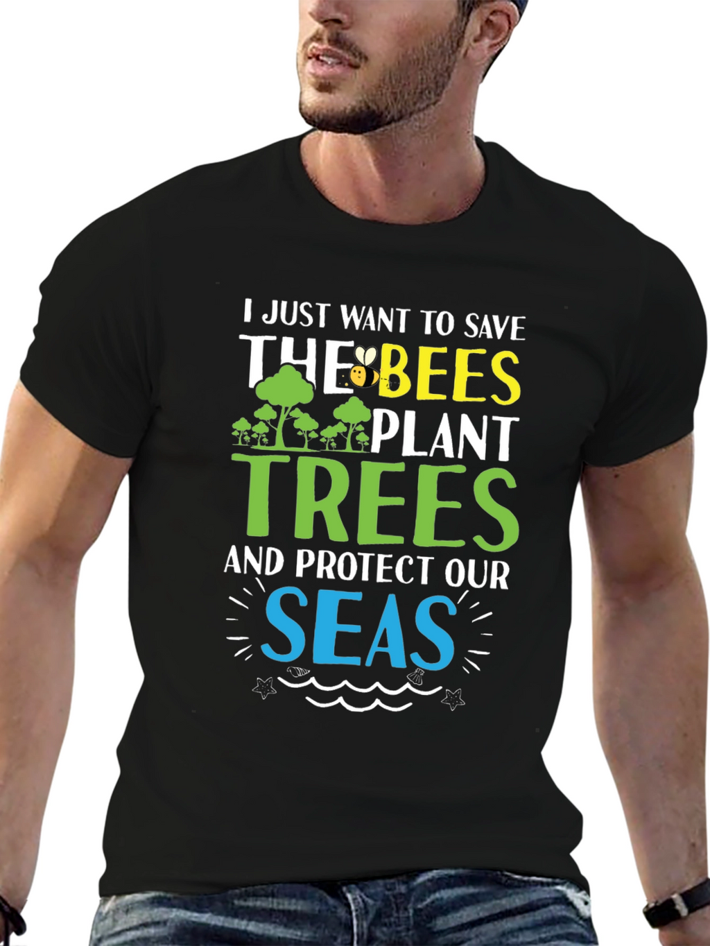 Save the Bees Plant Trees Graphic T-Shirt