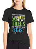 Save the Bees Plant Trees Graphic T-Shirt