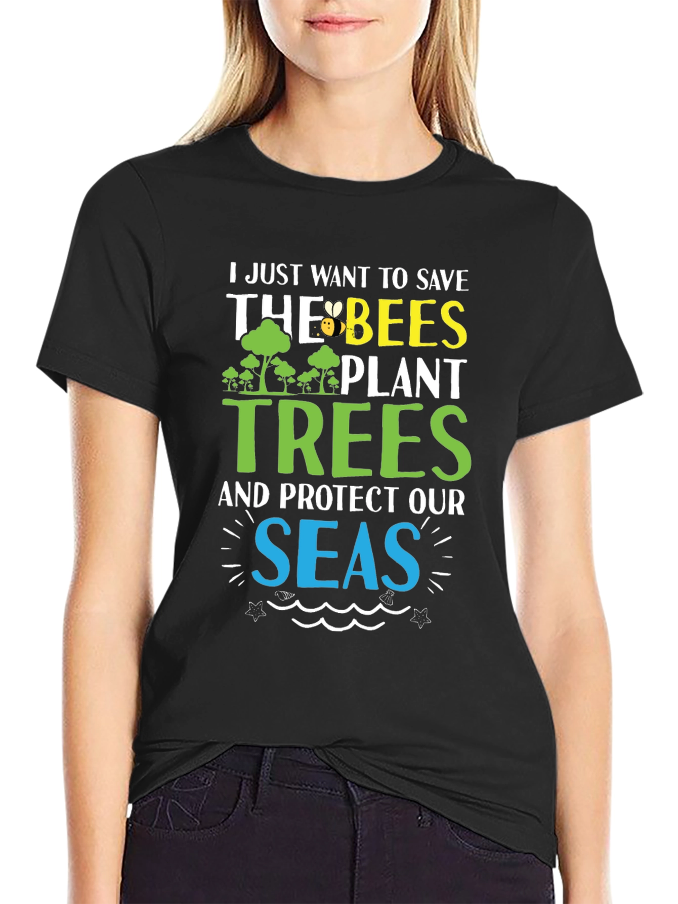 Save the Bees Plant Trees Graphic T-Shirt