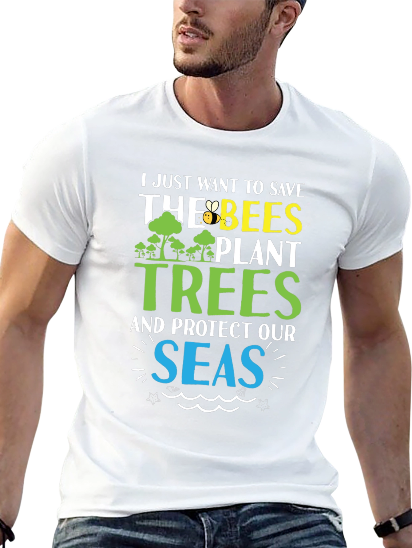 Save the Bees Plant Trees Graphic T-Shirt