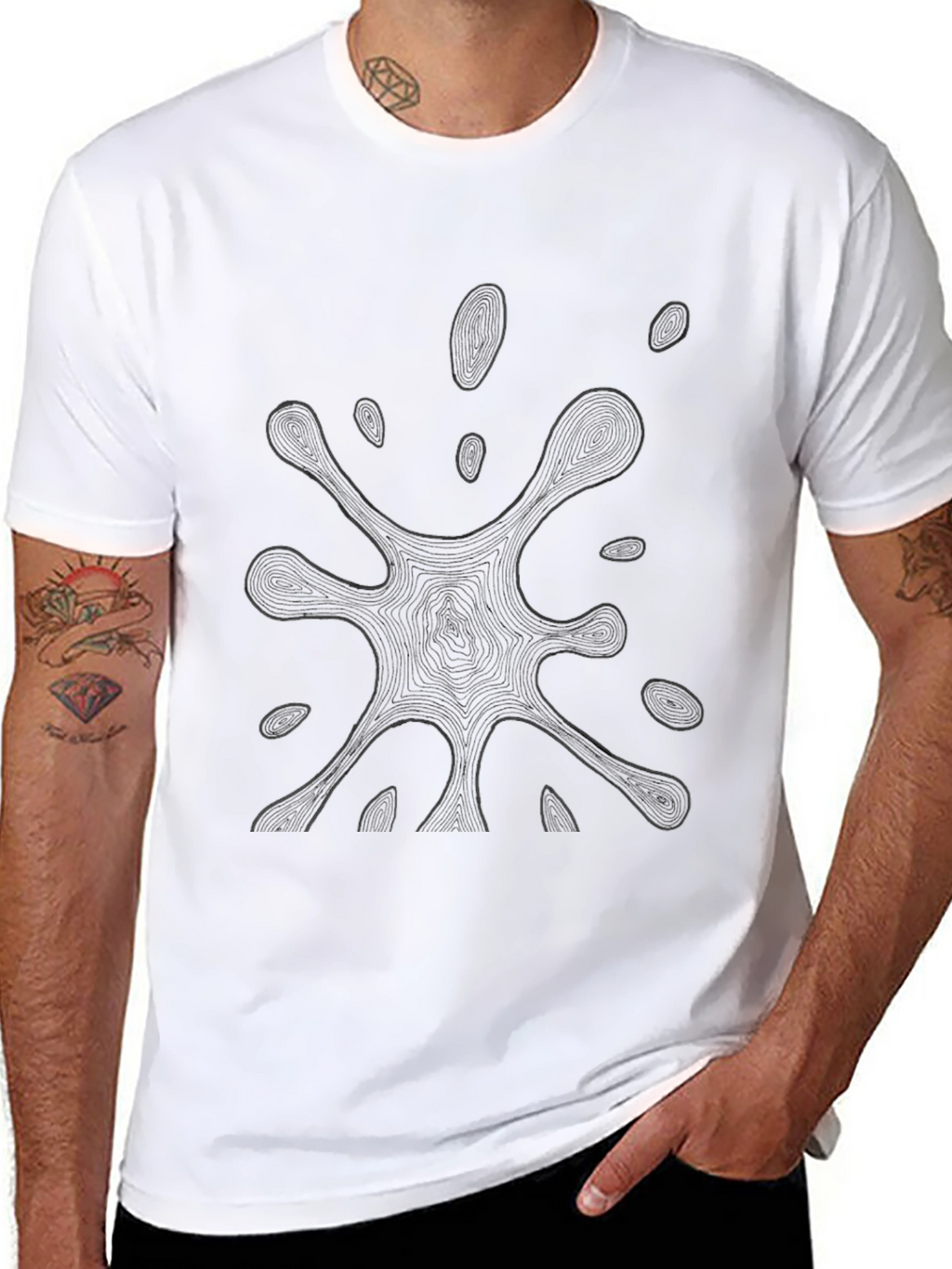 Abstract Ink Splatter Graphic Tee - Modern Style