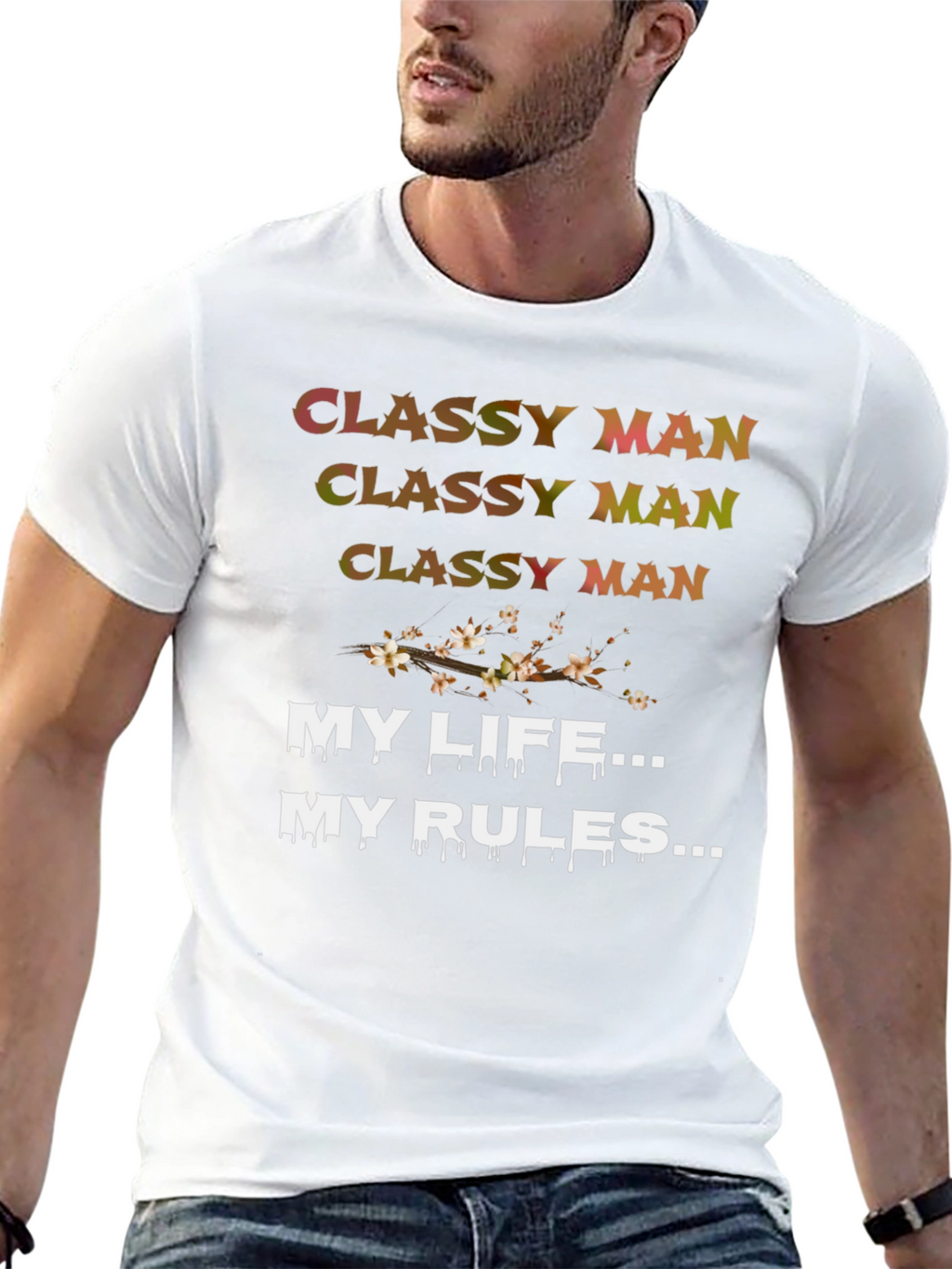 Classy Man My Life My Rules Black Graphic Tee