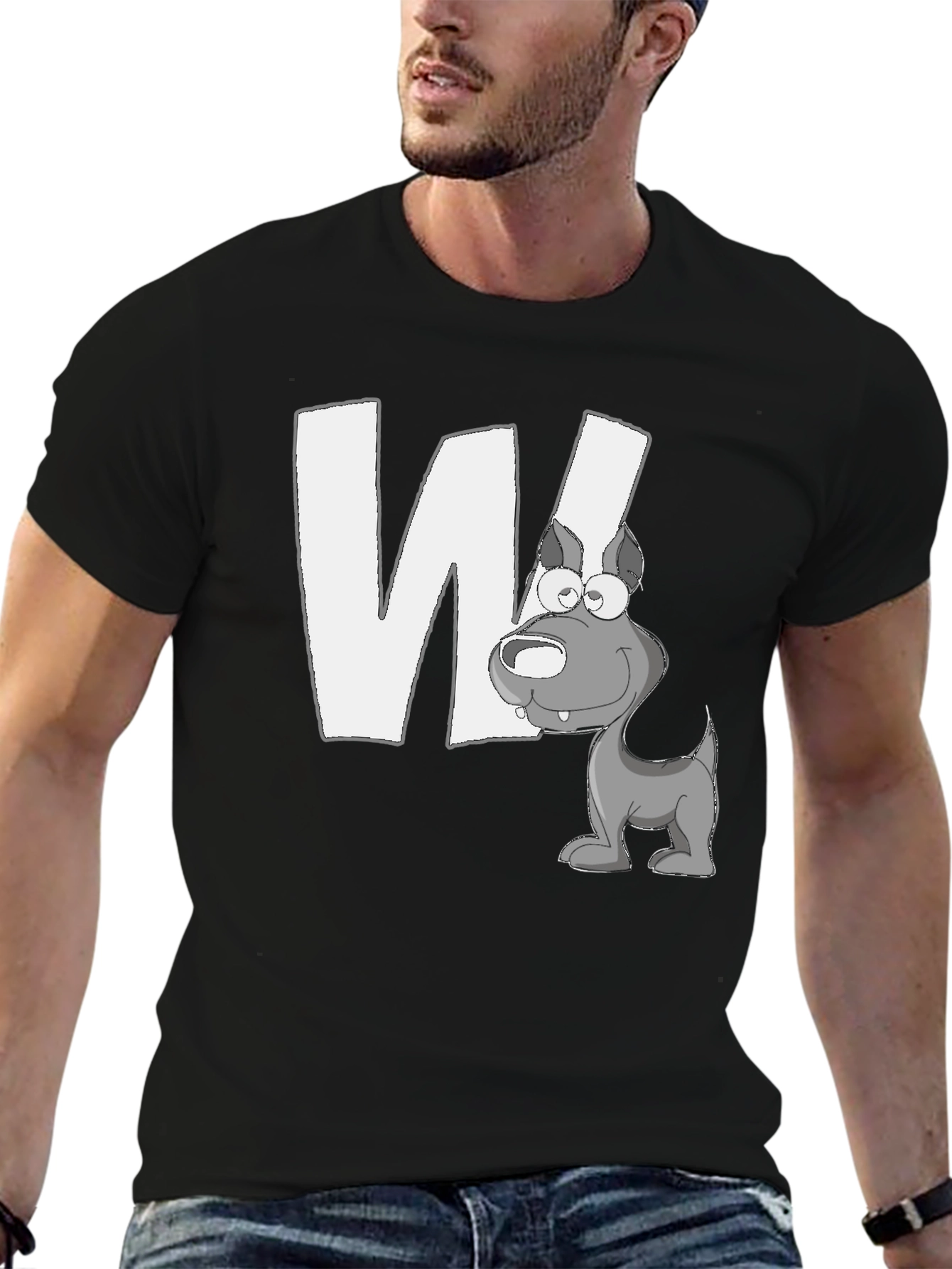 Letter W Dog Graphic T-Shirt