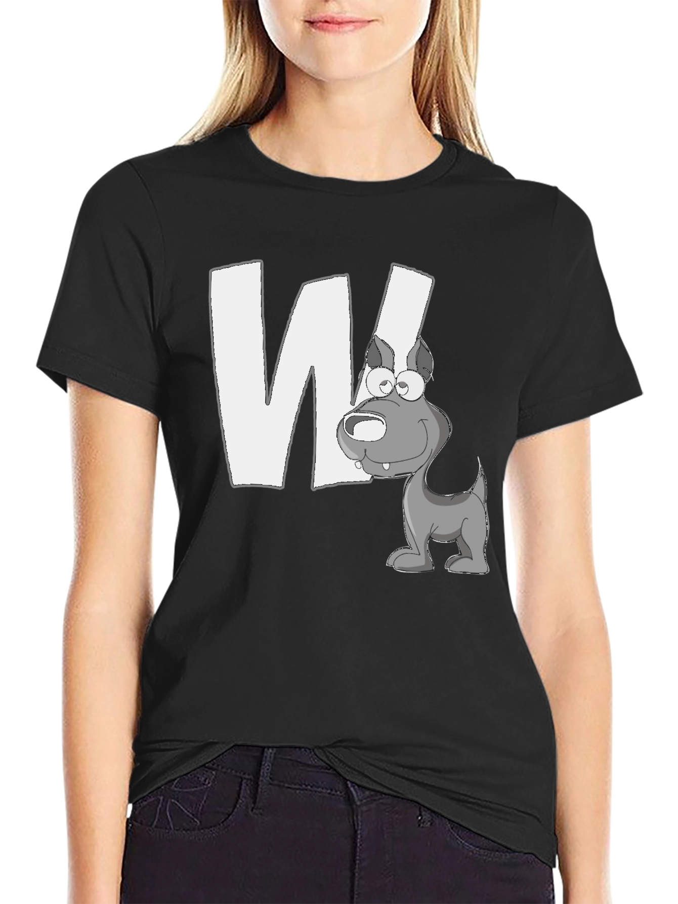 Letter W Dog Graphic T-Shirt