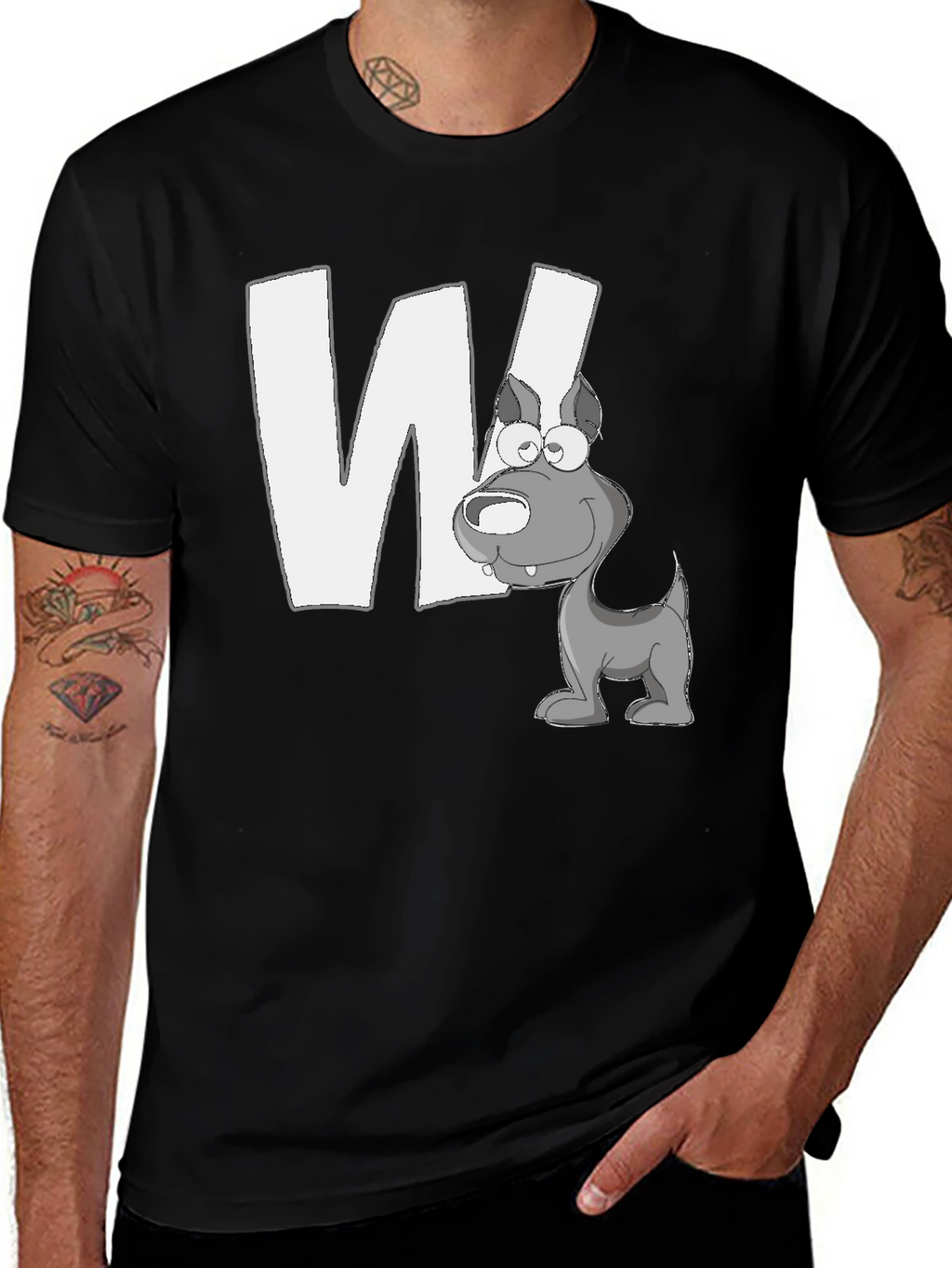 Letter W Dog Graphic T-Shirt
