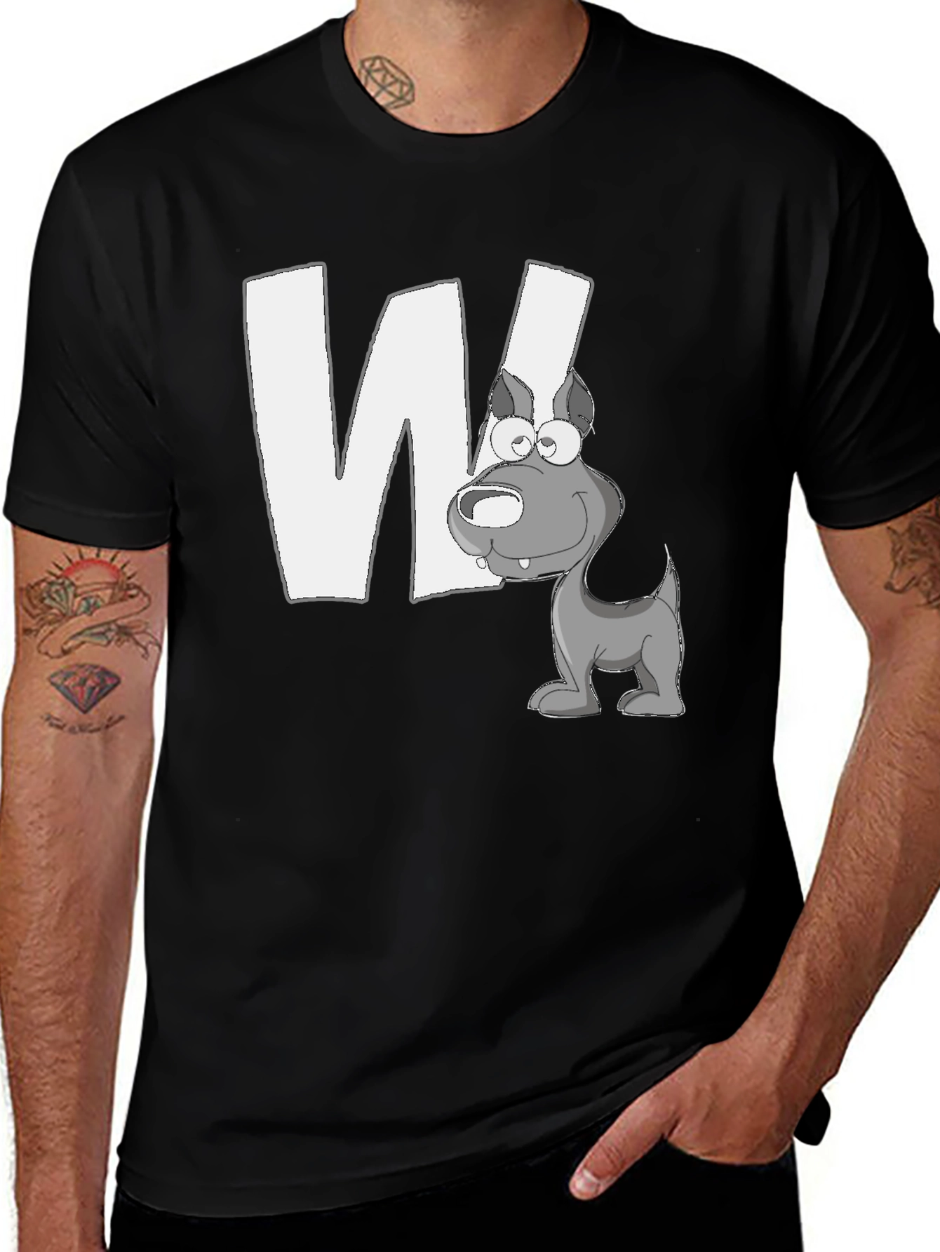 Letter W Dog Graphic T-Shirt