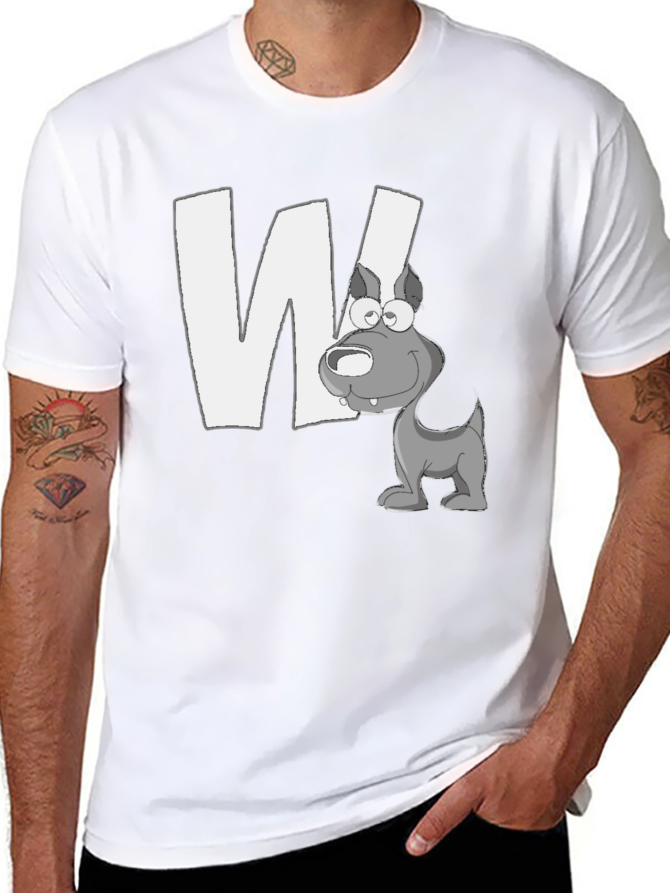 Letter W Dog Graphic T-Shirt