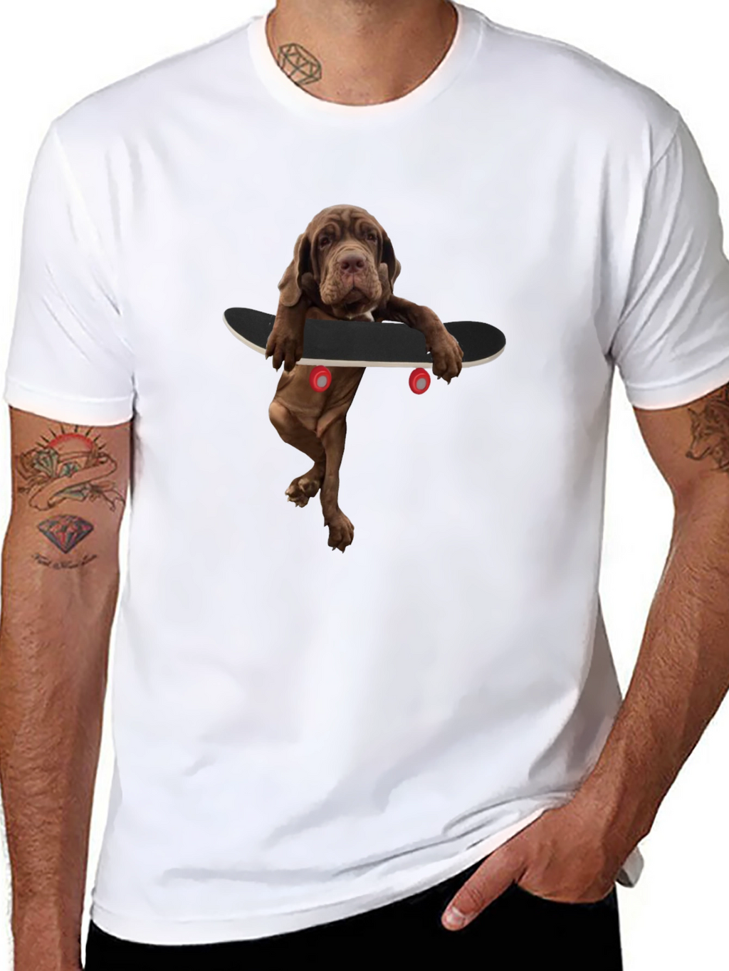Dog on Skateboard Graphic Tee - Unique Style