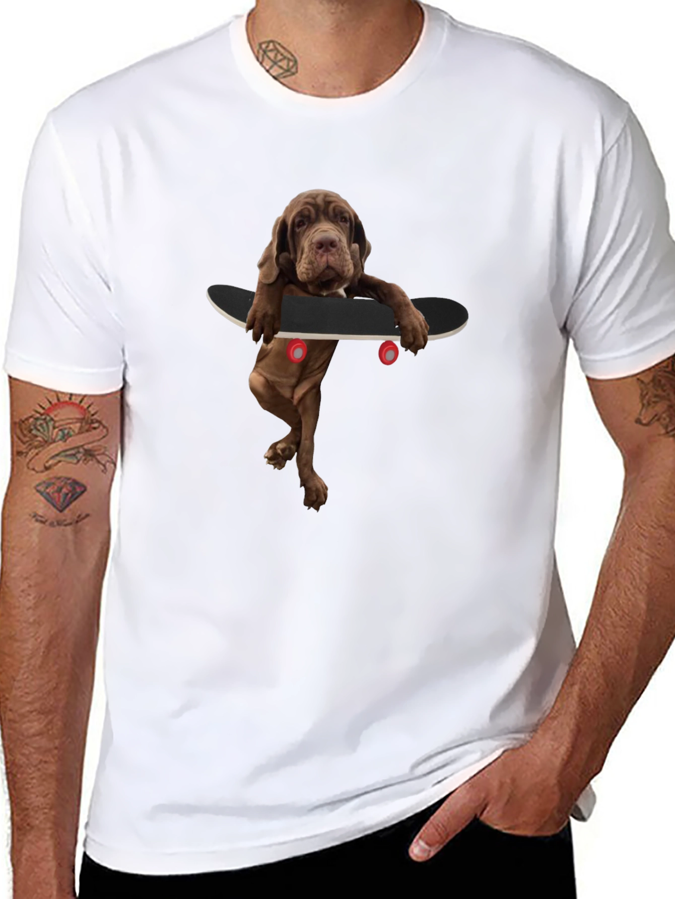 Dog on Skateboard Graphic Tee - Unique Style