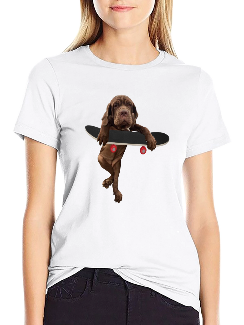 Dog on Skateboard Graphic Tee - Unique Style