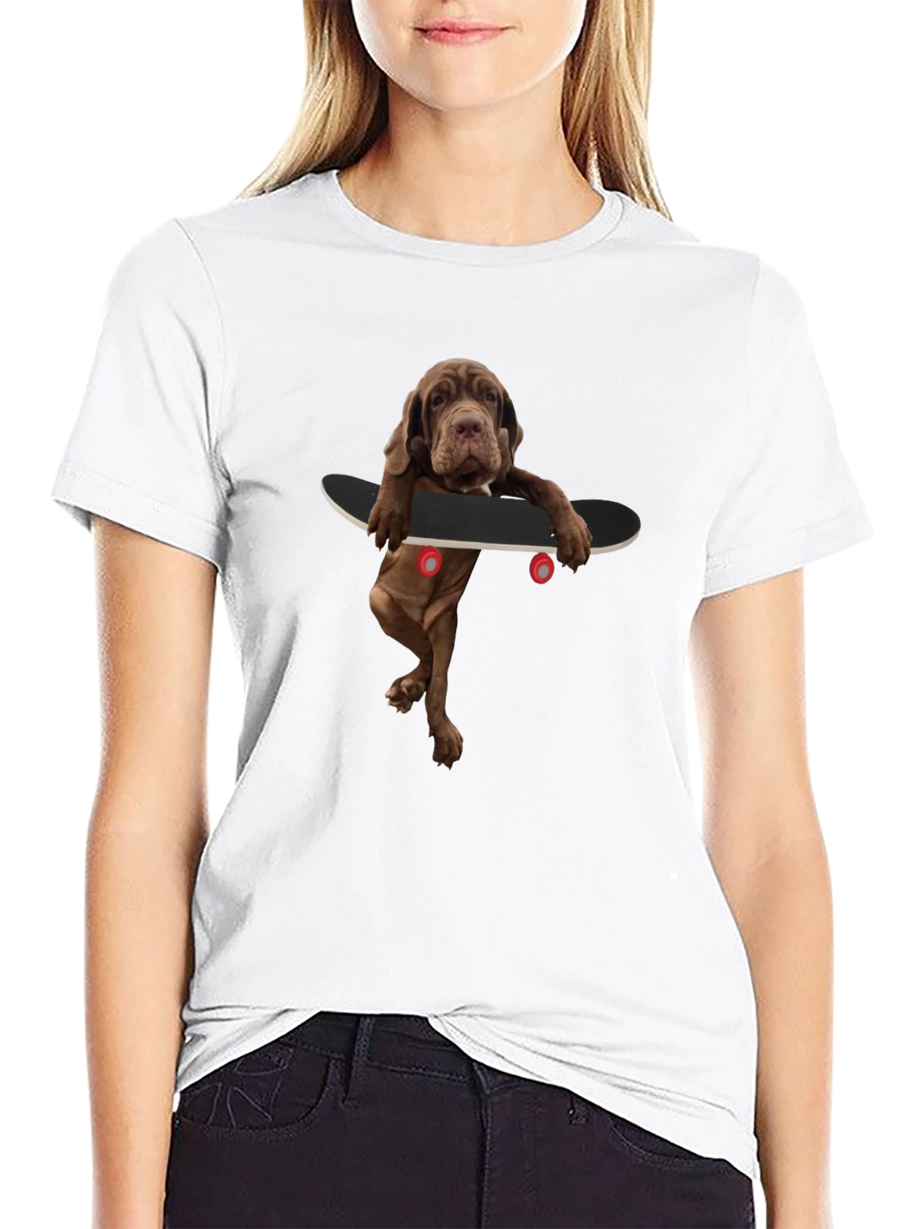 Dog on Skateboard Graphic Tee - Unique Style