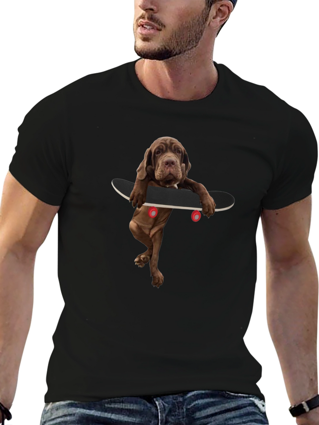 Dog on Skateboard Graphic Tee - Unique Style