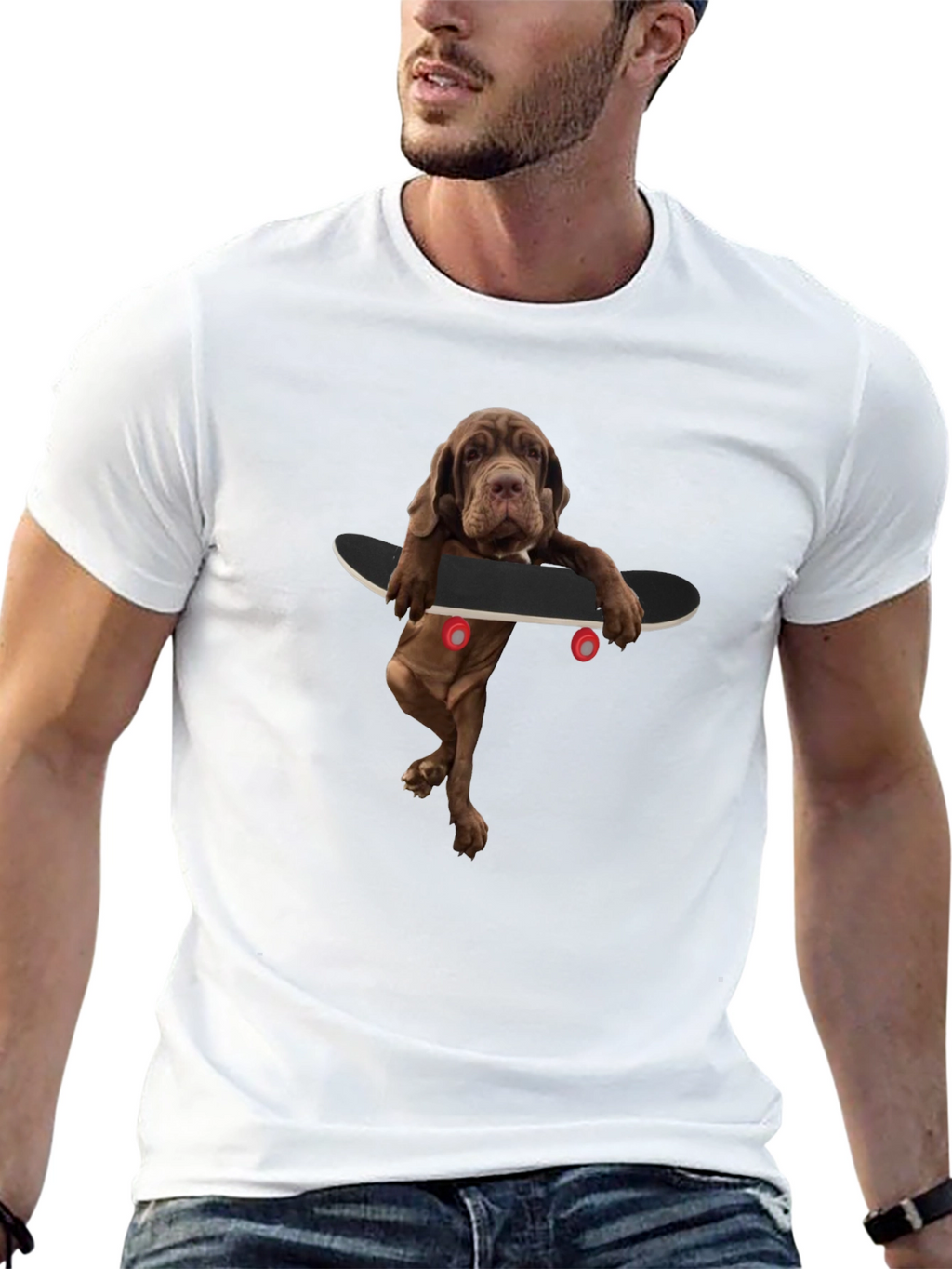 Dog on Skateboard Graphic Tee - Unique Style