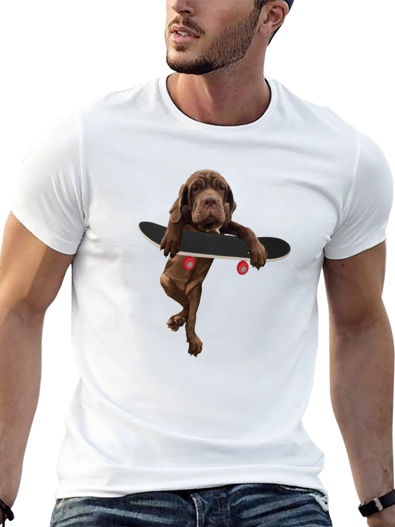 Dog on Skateboard Graphic Tee - Unique Style