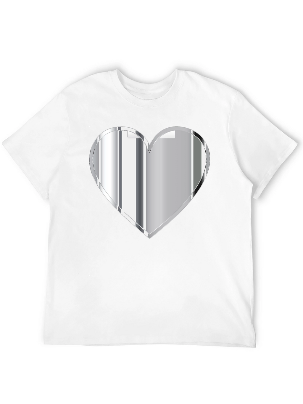 Silver Heart Graphic Black T-Shirt
