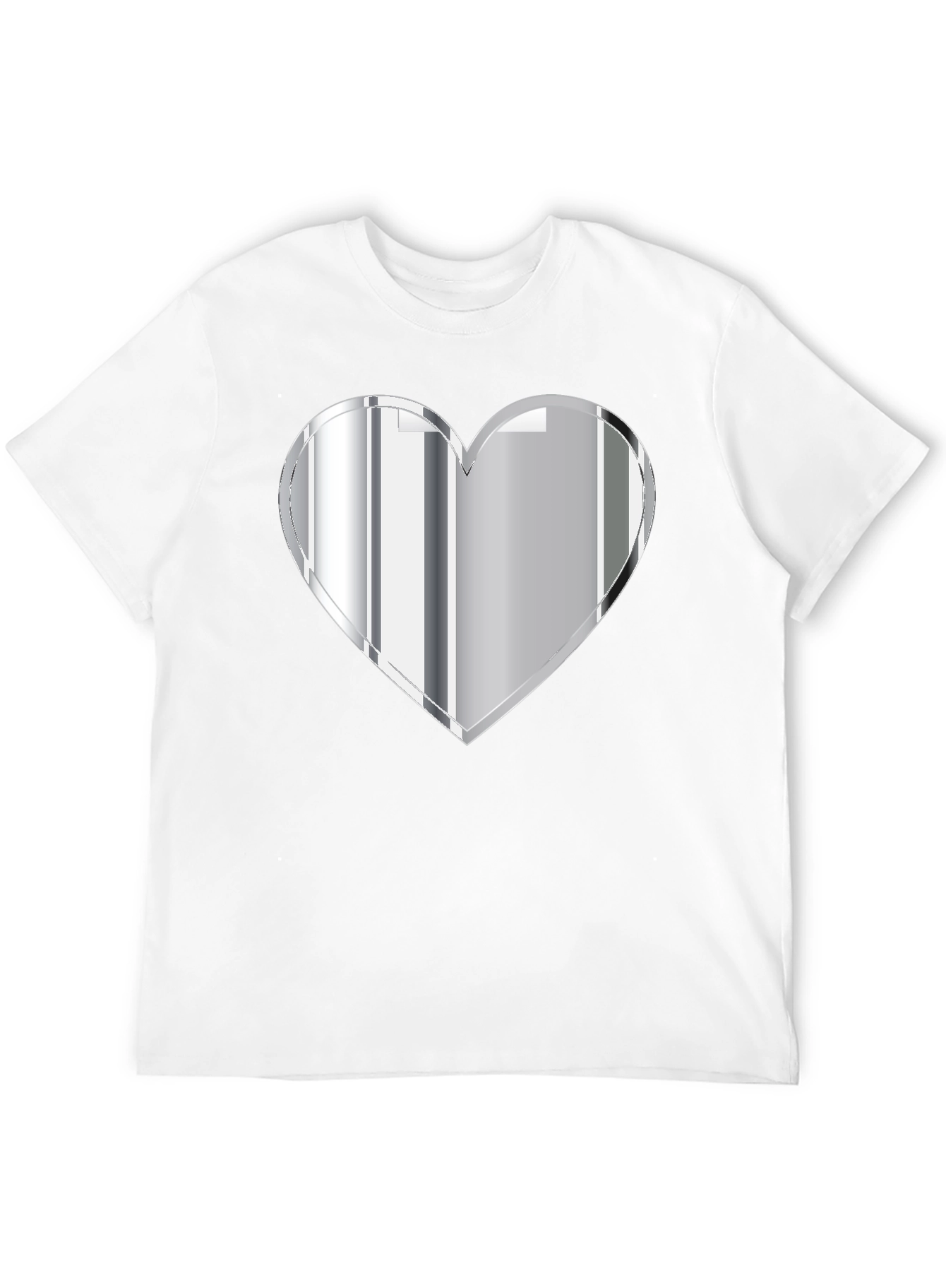 Silver Heart Graphic Black T-Shirt