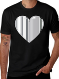 Silver Heart Graphic Black T-Shirt