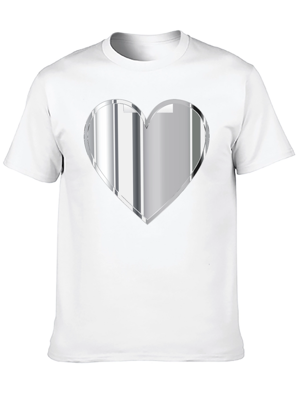 Silver Heart Graphic Black T-Shirt