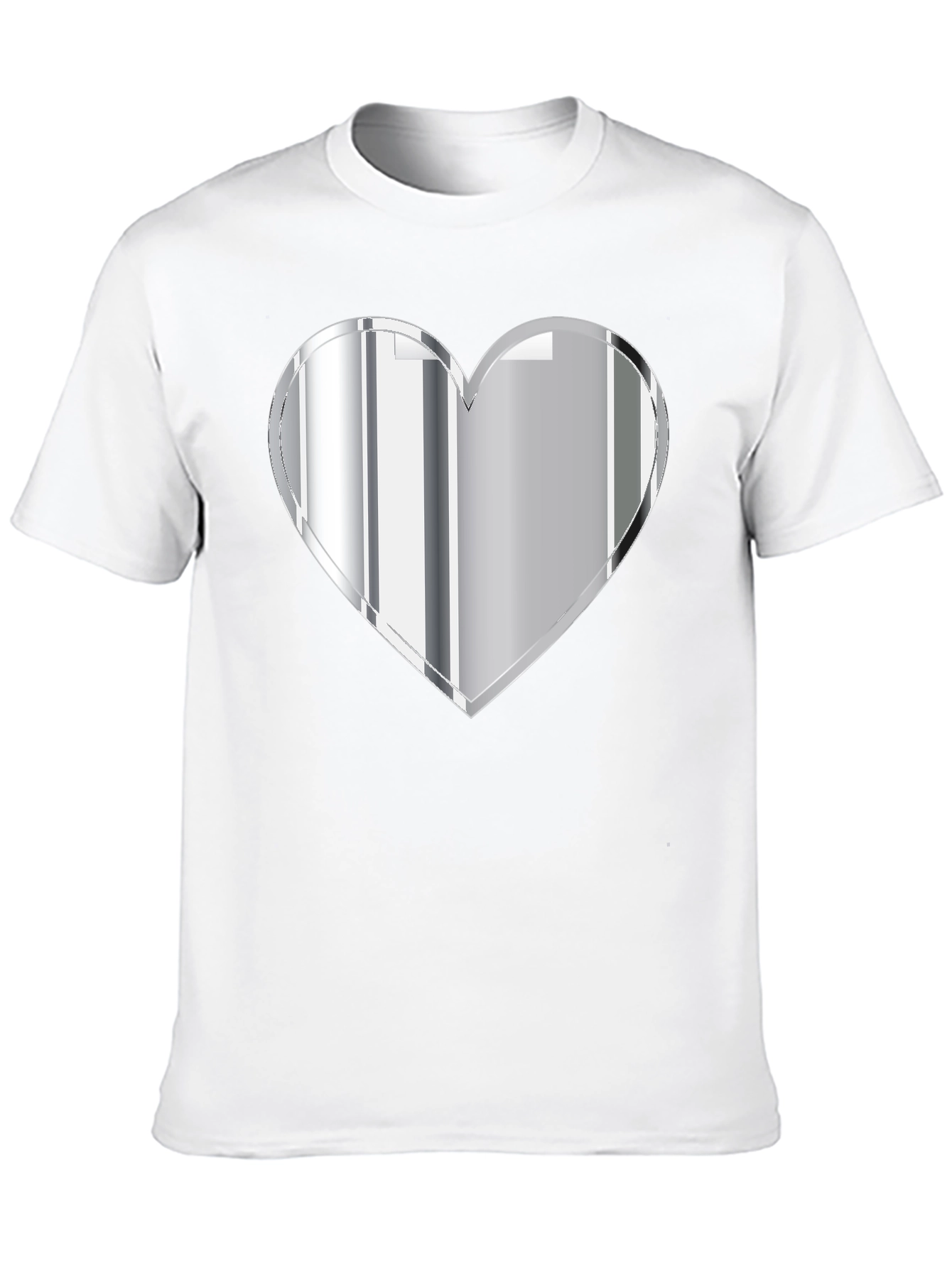 Silver Heart Graphic Black T-Shirt