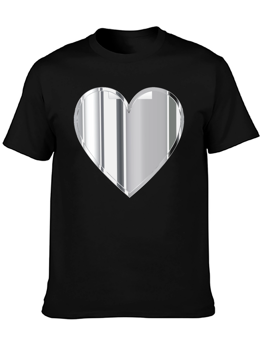 Silver Heart Graphic Black T-Shirt