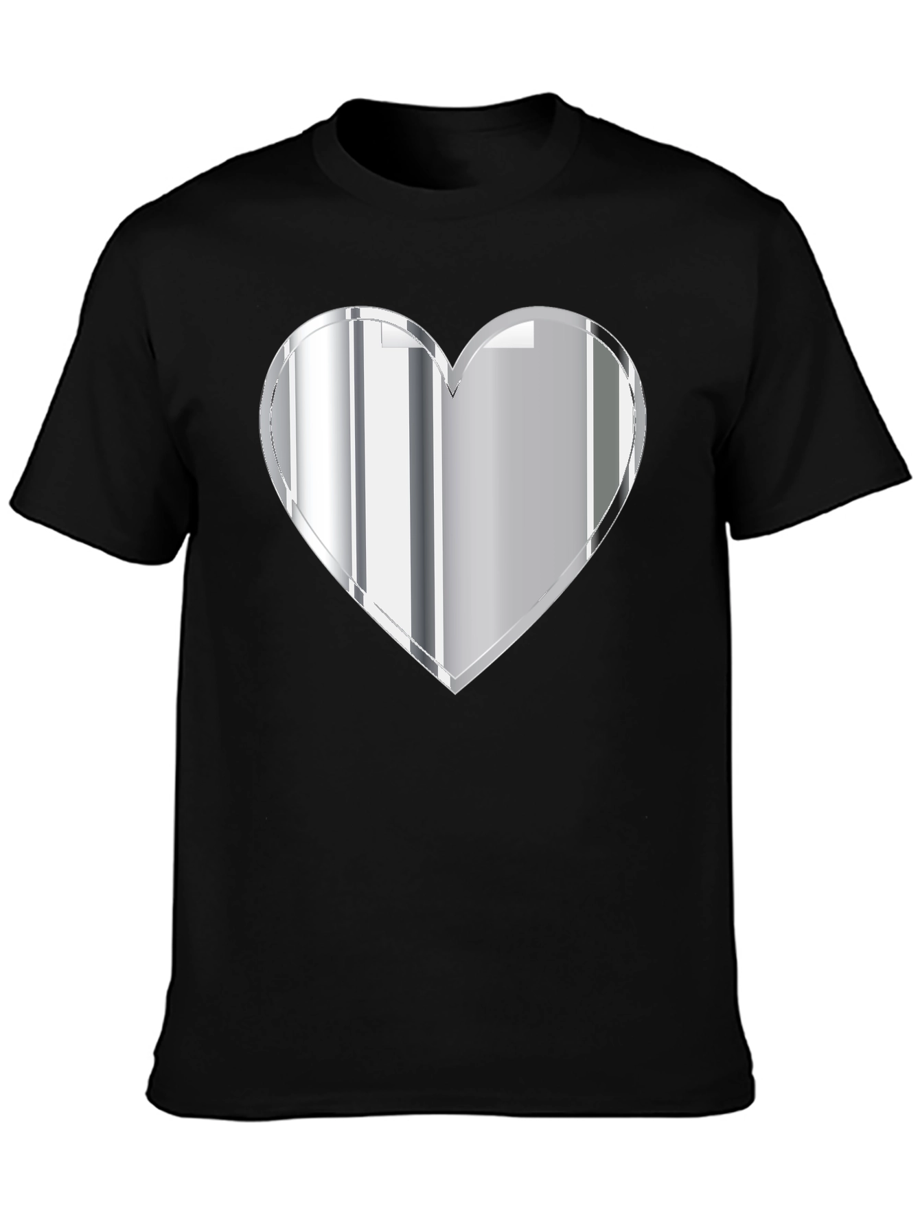 Silver Heart Graphic Black T-Shirt