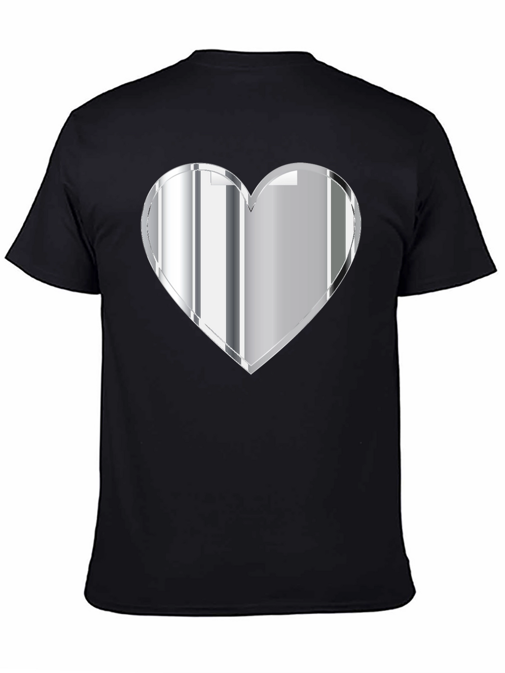 Silver Heart Graphic Black T-Shirt