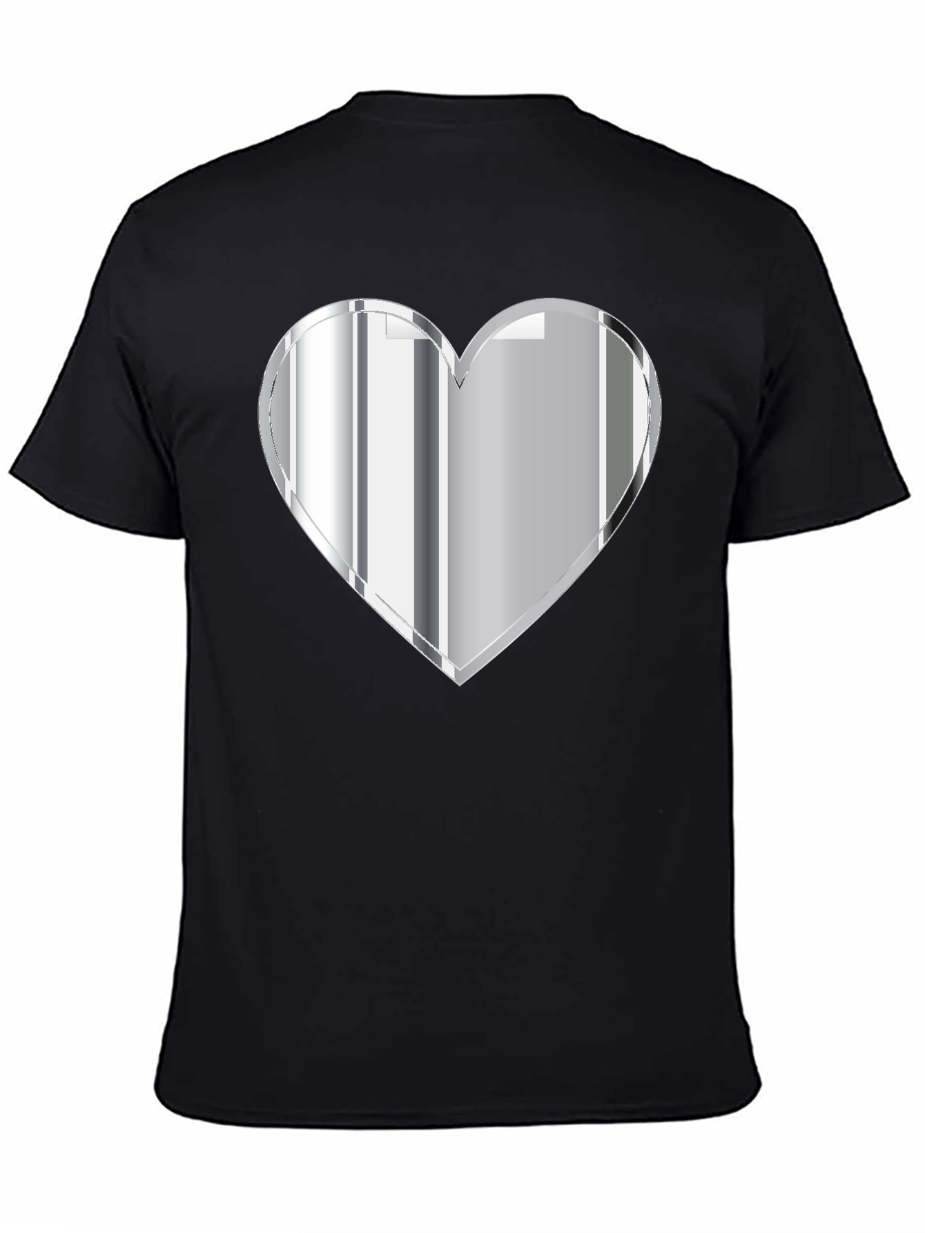 Silver Heart Graphic Black T-Shirt