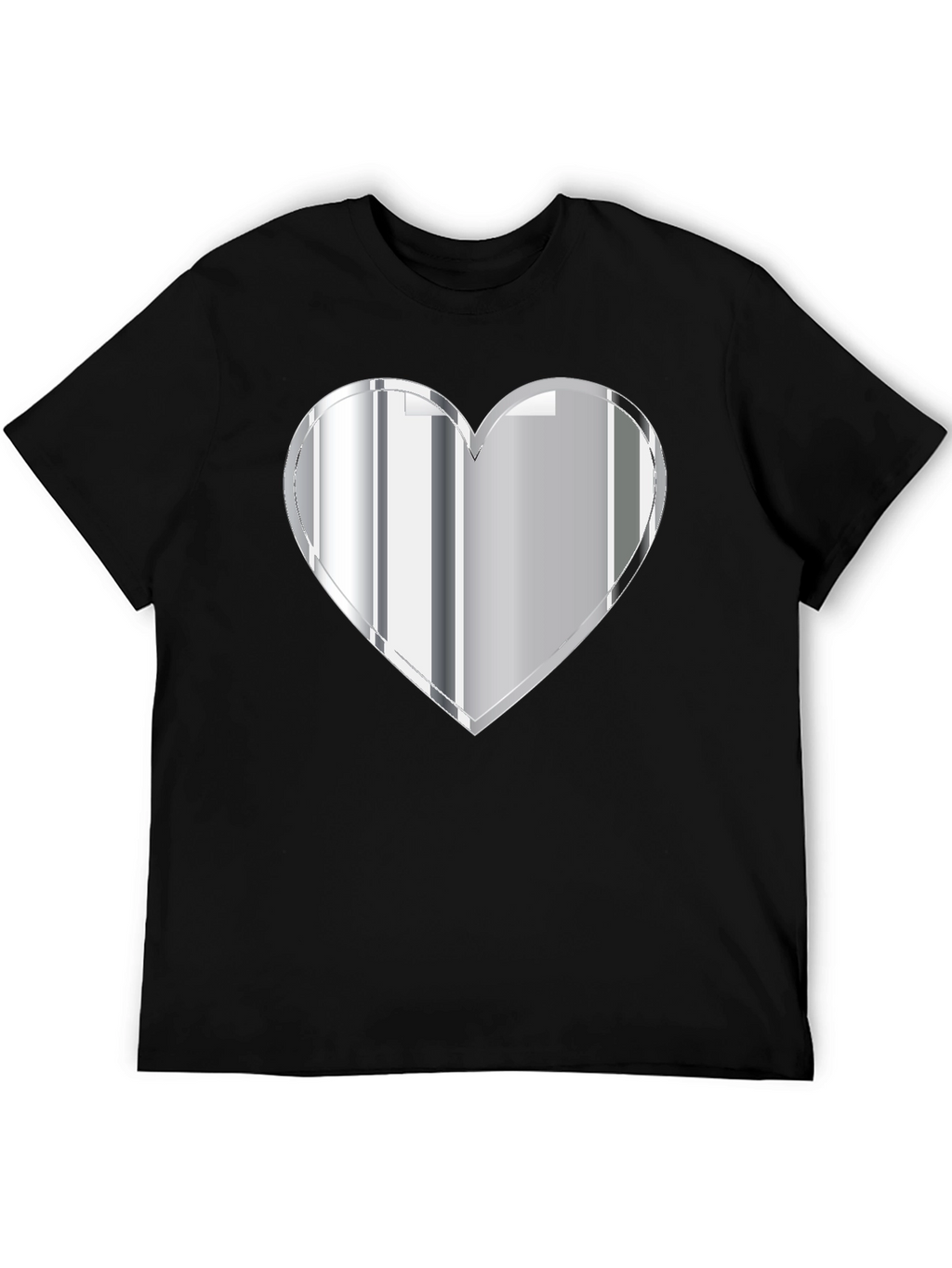 Silver Heart Graphic Black T-Shirt
