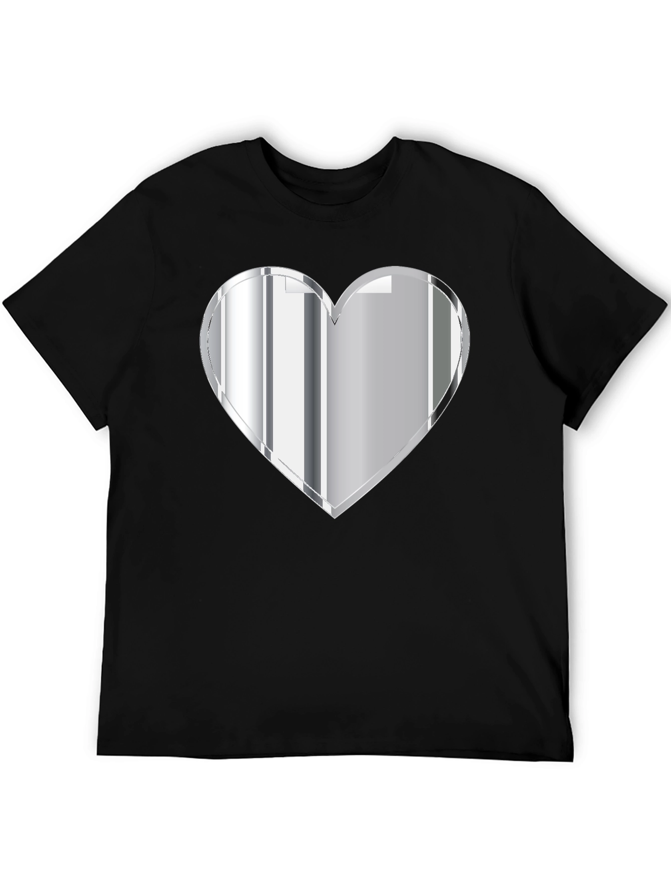 Silver Heart Graphic Black T-Shirt